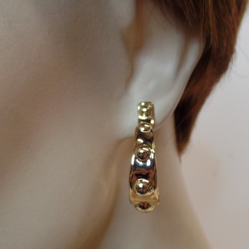 Alexis Bittar Gold Tone Studded Hoop Earrings $145 New With Tags BEAUTIFUL